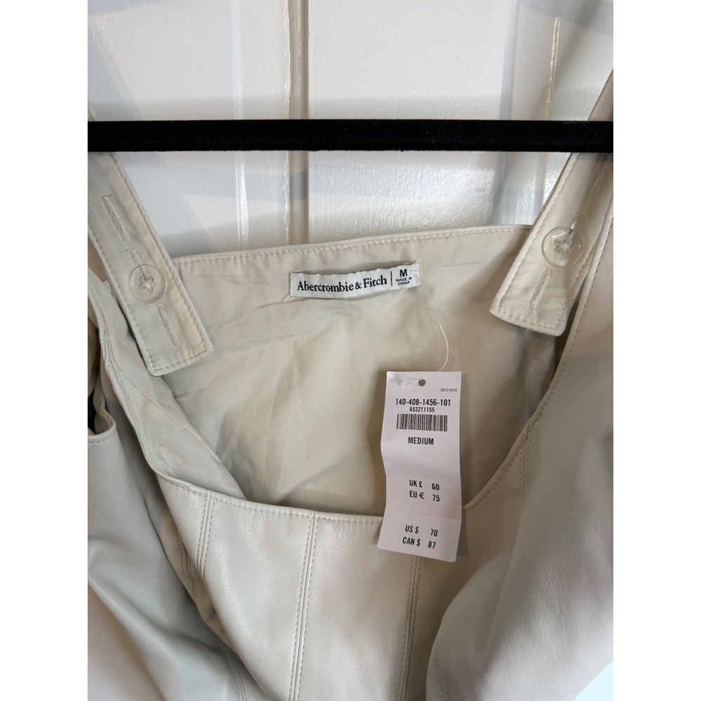 Abercrombie & Fitch Vegan Faux Leather Corset Top Cream Off White Medium NWT - Picture 3 of 5